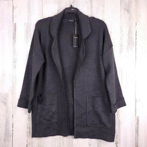 Solutions Black Front Patch Pocket Knit Cardigan L